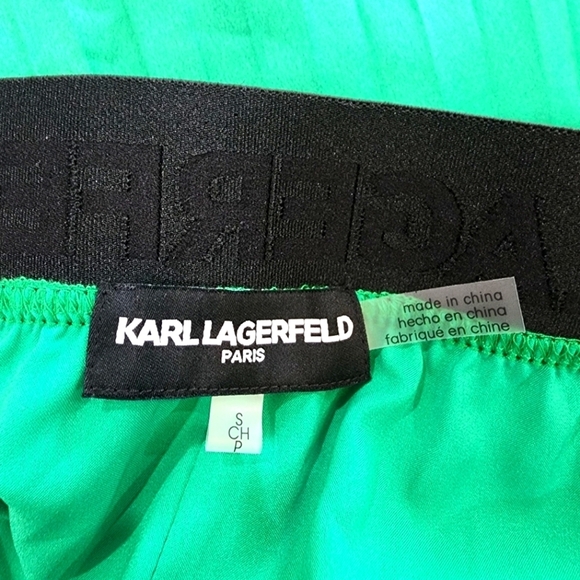 Karl Lagerfeld Green Pleated Skirt Spell Out Size S - Picture 6 of 7